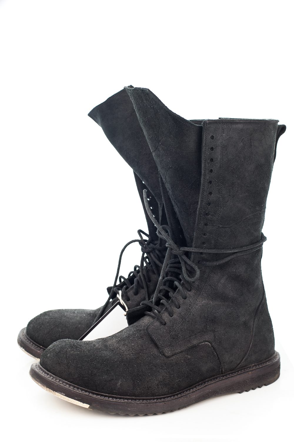 Reverse Leather Size Zip Combat Boots