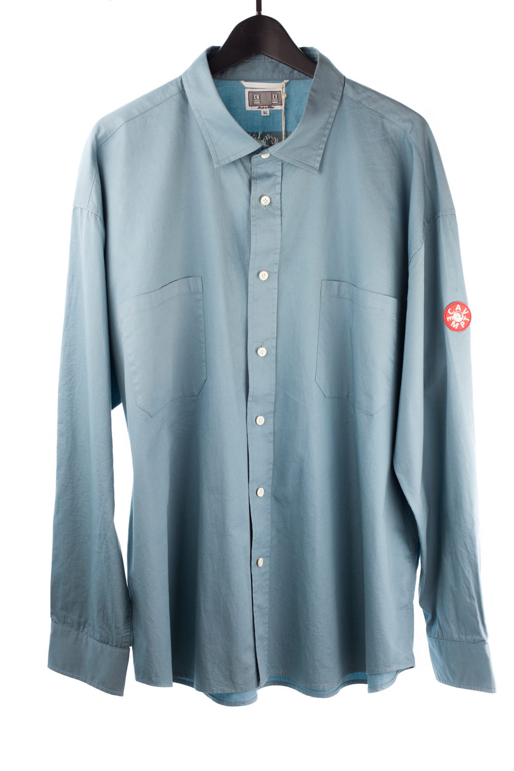 Double Pocket Cyan Button Up