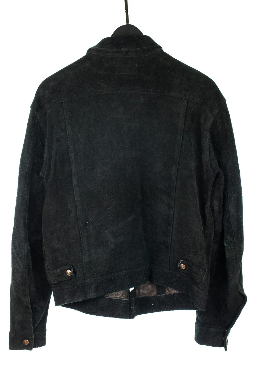 FW97 “Leaf” Suede Trucker Jacket w/ Stripe (Black)